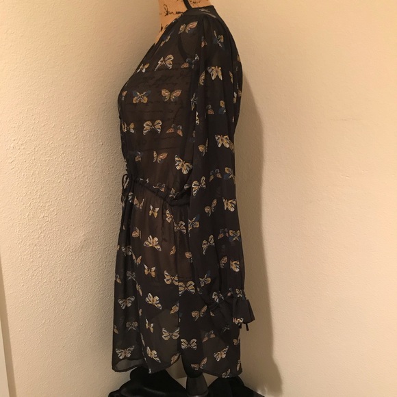 H&M Conscious Collection Black Boho Chiffon Butterfly Dress - Picture 6 of 12